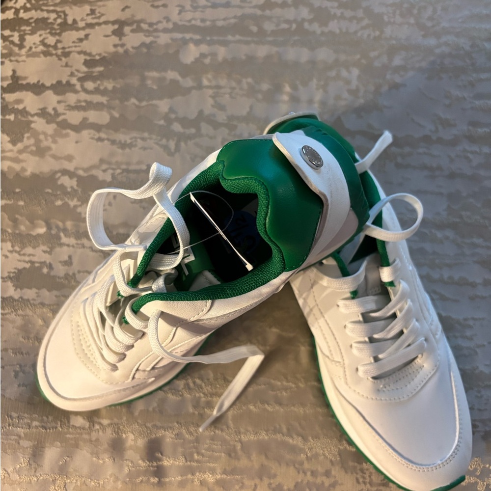 Steve Madden White and Green Sneakers